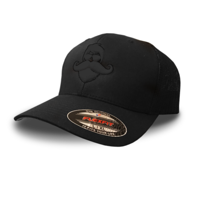 Whiskermen FlexFit Military Mesh Back Hat – Black Logo